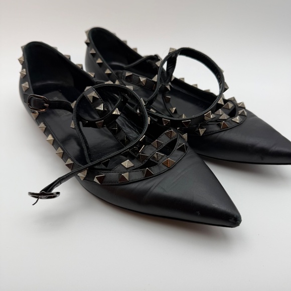 VALENTINO NOIR ROCKSTUD CAGED FLATS SIZE 40.5 - Picture 6 of 9